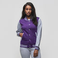 Purple - White - Back - Awdis Unisex Varsity Jacket