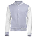 Heather Grey - White - Front - Awdis Unisex Varsity Jacket