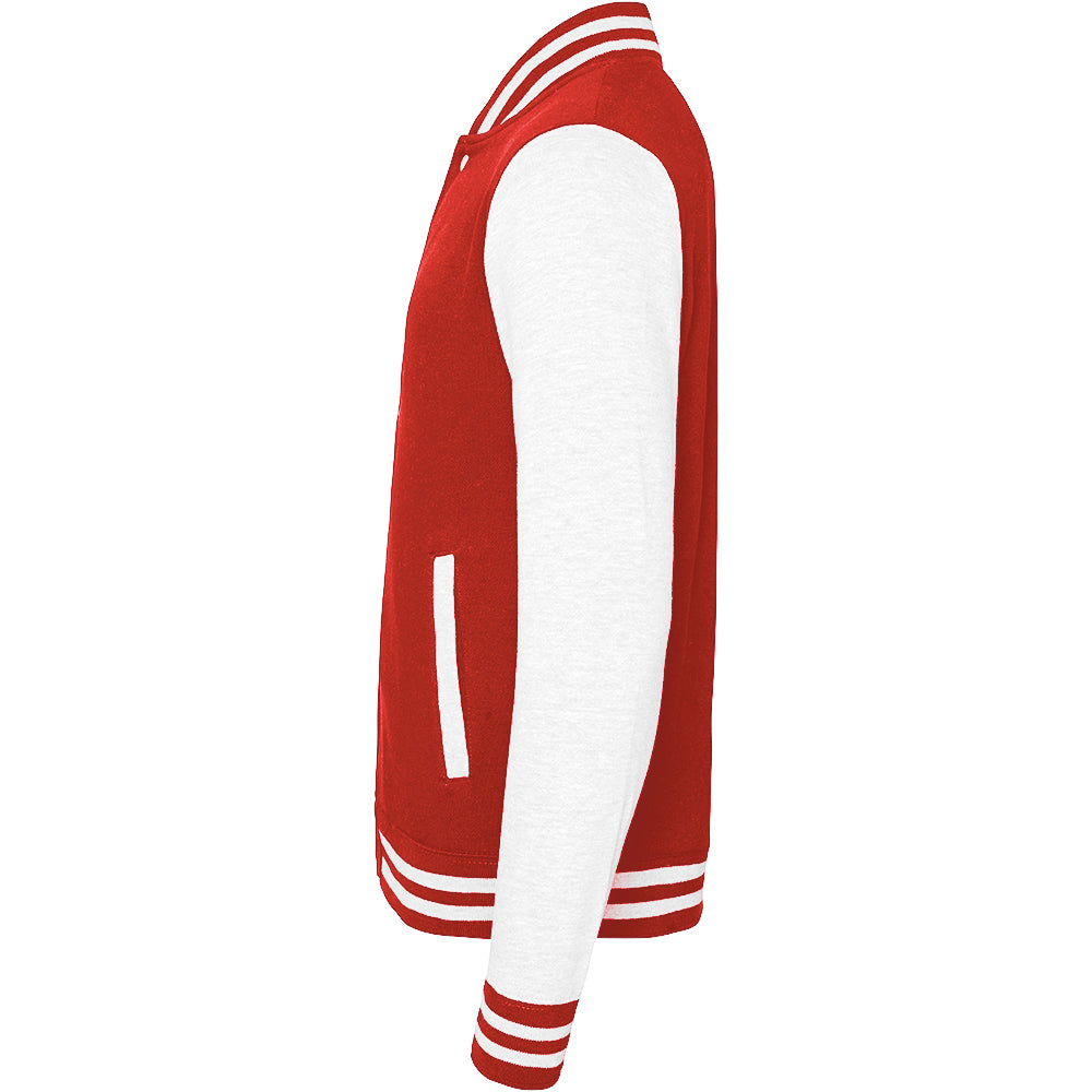 Fire Red - White - Back - Awdis Unisex Varsity Jacket