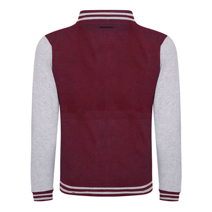 Burgundy - Heather Grey - Back - Awdis Unisex Varsity Jacket