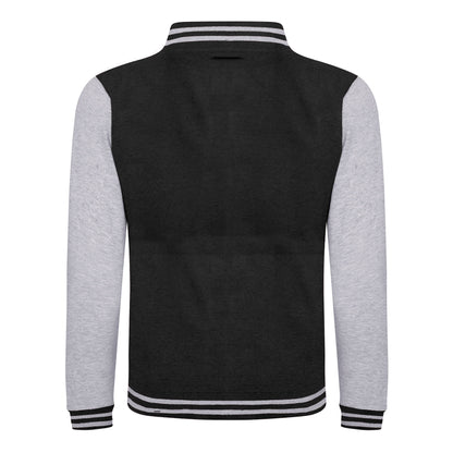 Jet Black- Heather Grey - Back - Awdis Unisex Varsity Jacket