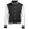 Jet Black - White - Front - Awdis Unisex Varsity Jacket