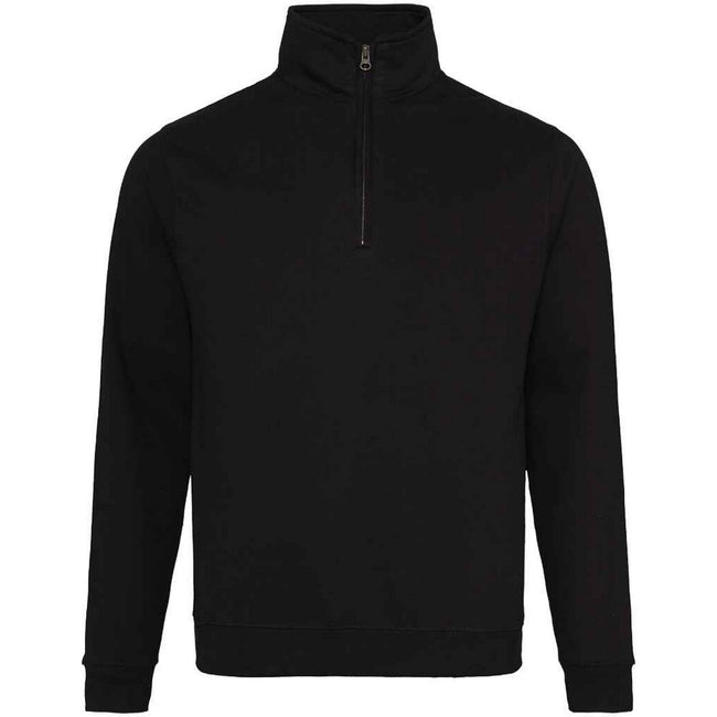 Deep Black - Front - Awdis Mens Plain Sophomore ¼ Zip Sweatshirt