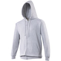 Heather Grey - Side - Awdis Plain Mens Hooded Full Zip Hoodie - Zoodie