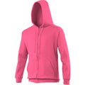 Hot Pink - Side - Awdis Plain Mens Hooded Full Zip Hoodie - Zoodie