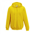 Sun Yellow - Front - Awdis Plain Mens Hooded Full Zip Hoodie - Zoodie