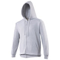 Ash - Front - Awdis Plain Mens Hooded Full Zip Hoodie - Zoodie