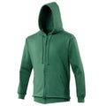 Bottle Green - Side - Awdis Plain Mens Hooded Full Zip Hoodie - Zoodie