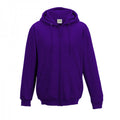 Purple - Front - Awdis Plain Mens Hooded Full Zip Hoodie - Zoodie