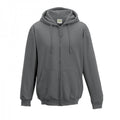 Steel Grey - Front - Awdis Plain Mens Hooded Full Zip Hoodie - Zoodie