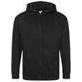 Deep Black - Front - Awdis Plain Mens Hooded Full Zip Hoodie - Zoodie