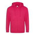 Hot Pink - Front - Awdis Plain Mens Hooded Full Zip Hoodie - Zoodie