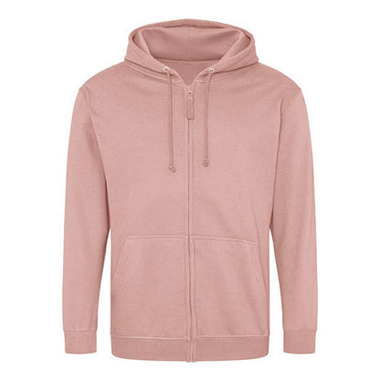 Dusty Pink - Front - Awdis Plain Mens Hooded Full Zip Hoodie - Zoodie