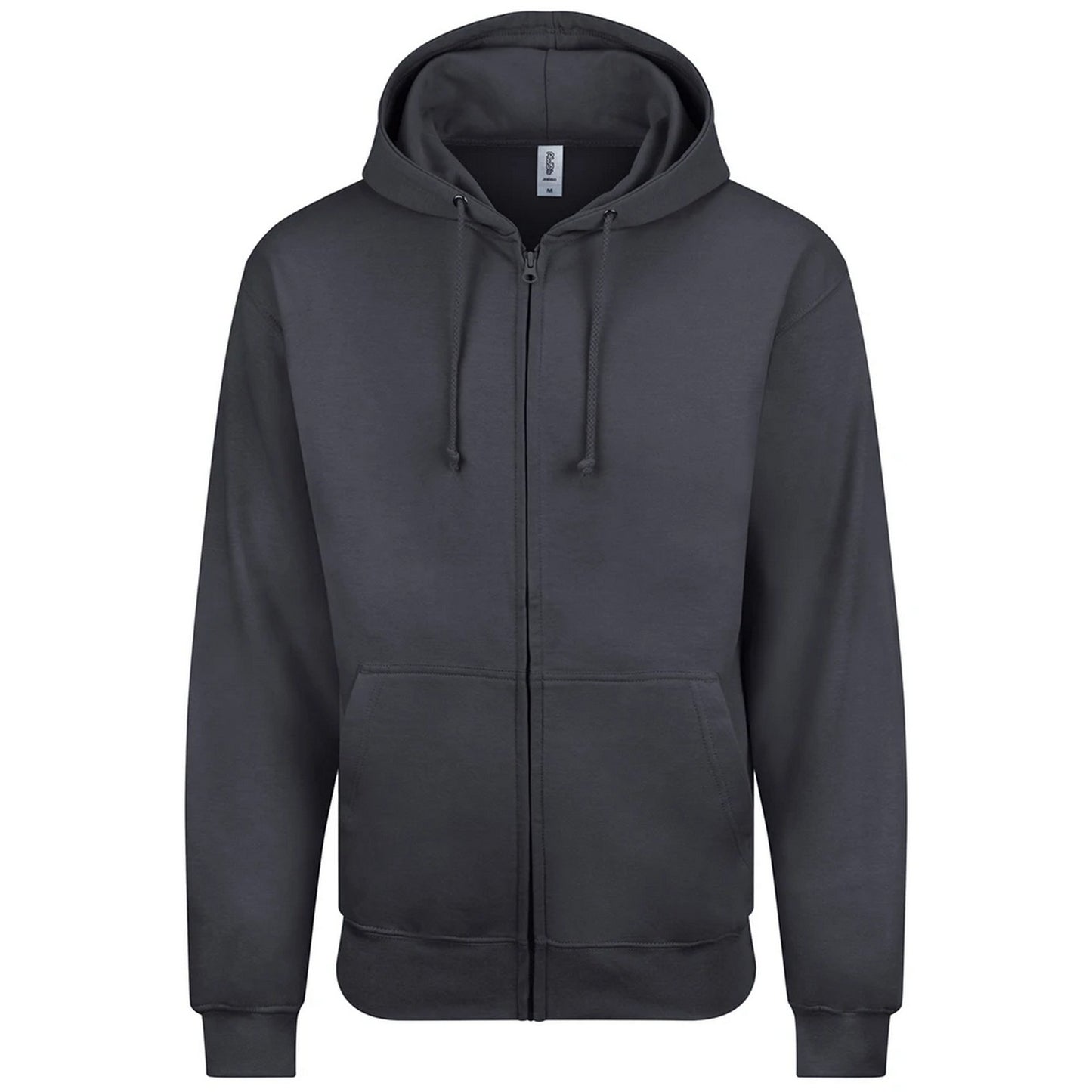 Solid Charcoal - Front - Awdis Plain Mens Hooded Full Zip Hoodie - Zoodie