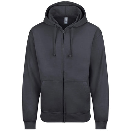 Solid Charcoal - Front - Awdis Plain Mens Hooded Full Zip Hoodie - Zoodie