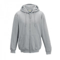 Heather Grey - Front - Awdis Plain Mens Hooded Full Zip Hoodie - Zoodie