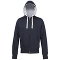 French Navy (Grey Inner) - Front - Awdis Chunky Premium Heavyweight Hooded Sweatshirt - Hoodie - Zoodie