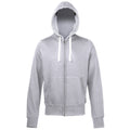 Heather Grey - Front - Awdis Chunky Premium Heavyweight Hooded Sweatshirt - Hoodie - Zoodie