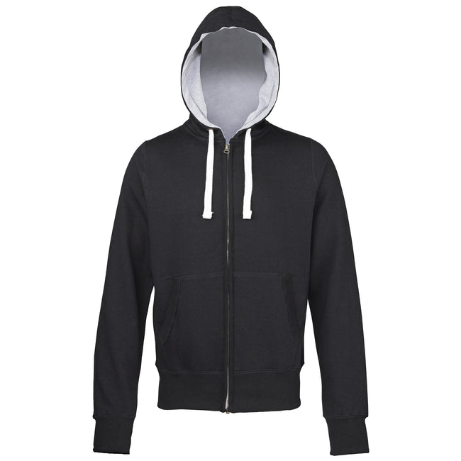 Jet Black (Grey inner) - Front - Awdis Chunky Premium Heavyweight Hooded Sweatshirt - Hoodie - Zoodie