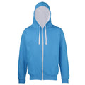 Sapphire Blue-heather Grey - Front - Awdis Mens Varsity Hooded Sweatshirt - Hoodie - Zoodie