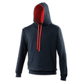 New French Navy-Fire Red - Front - Awdis Mens Varsity Hooded Sweatshirt - Hoodie - Zoodie