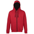 Fire Red-Jet Black - Front - Awdis Mens Varsity Hooded Sweatshirt - Hoodie - Zoodie