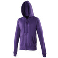 Purple - Front - Awdis Girlie Womens-Ladies Hooded Sweatshirt - Hoodie - Zoodie