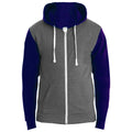 Charcoal Grey-Oxford Navy - Front - Awdis Mens Retro Zoodie - Hooded Sweatshirt - Hoodie
