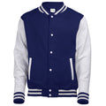 Oxford Navy-Heather Grey - Front - Awdis Kids Unisex Varsity Jacket - Schoolwear
