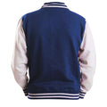 Oxford Navy-Heather Grey - Back - Awdis Kids Unisex Varsity Jacket - Schoolwear