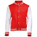 Fire Red-White - Front - Awdis Kids Unisex Varsity Jacket - Schoolwear