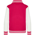 Hot Pink-White - Back - Awdis Kids Unisex Varsity Jacket - Schoolwear