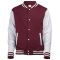 Burgundy-Heather Grey - Front - Awdis Kids Unisex Varsity Jacket - Schoolwear