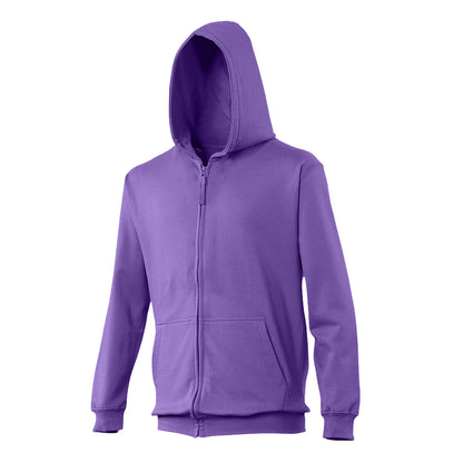 Purple - Front - Awdis Kids Unisex Hooded Sweatshirt - Hoodie - Zoodie