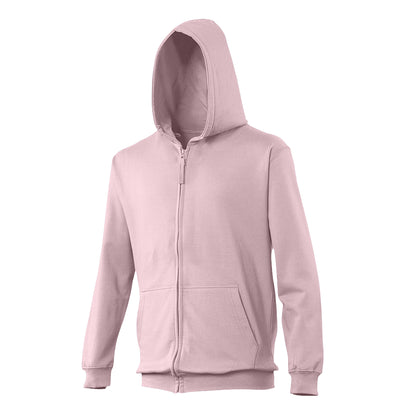 Baby Pink - Front - Awdis Kids Unisex Hooded Sweatshirt - Hoodie - Zoodie