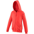 Fire Red - Front - Awdis Kids Unisex Hooded Sweatshirt - Hoodie - Zoodie