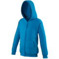 Sapphire Blue - Front - Awdis Kids Unisex Hooded Sweatshirt - Hoodie - Zoodie