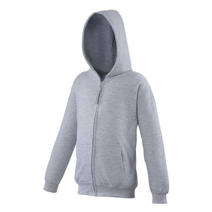Heather Grey - Front - Awdis Kids Unisex Hooded Sweatshirt - Hoodie - Zoodie
