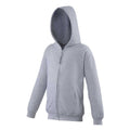 Heather Grey - Front - Awdis Kids Unisex Hooded Sweatshirt - Hoodie - Zoodie