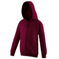 Burgundy - Front - Awdis Kids Unisex Hooded Sweatshirt - Hoodie - Zoodie