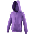 Purple - Front - Awdis Kids Unisex Hooded Sweatshirt - Hoodie - Zoodie