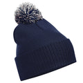 French Navy-Light Grey - Front - Beechfield Junior Snowstar Duo Winter Beanie Hat - Schoolwear