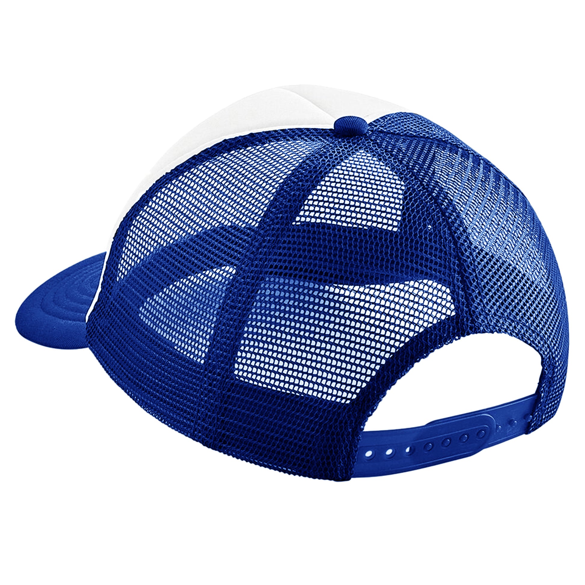 Bright Royal-White - Back - Beechfield Junior Vintage Snapback Mesh Trucker Cap - Headwear