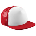 Classic Red-White - Front - Beechfield Junior Vintage Snapback Mesh Trucker Cap - Headwear