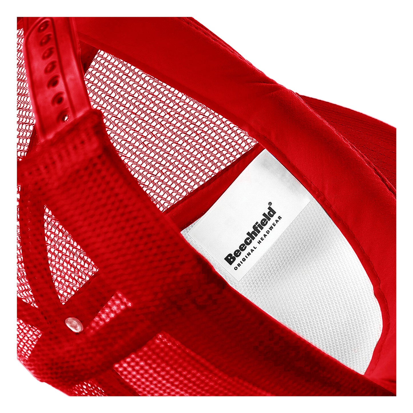 Classic Red-White - Side - Beechfield Junior Vintage Snapback Mesh Trucker Cap - Headwear