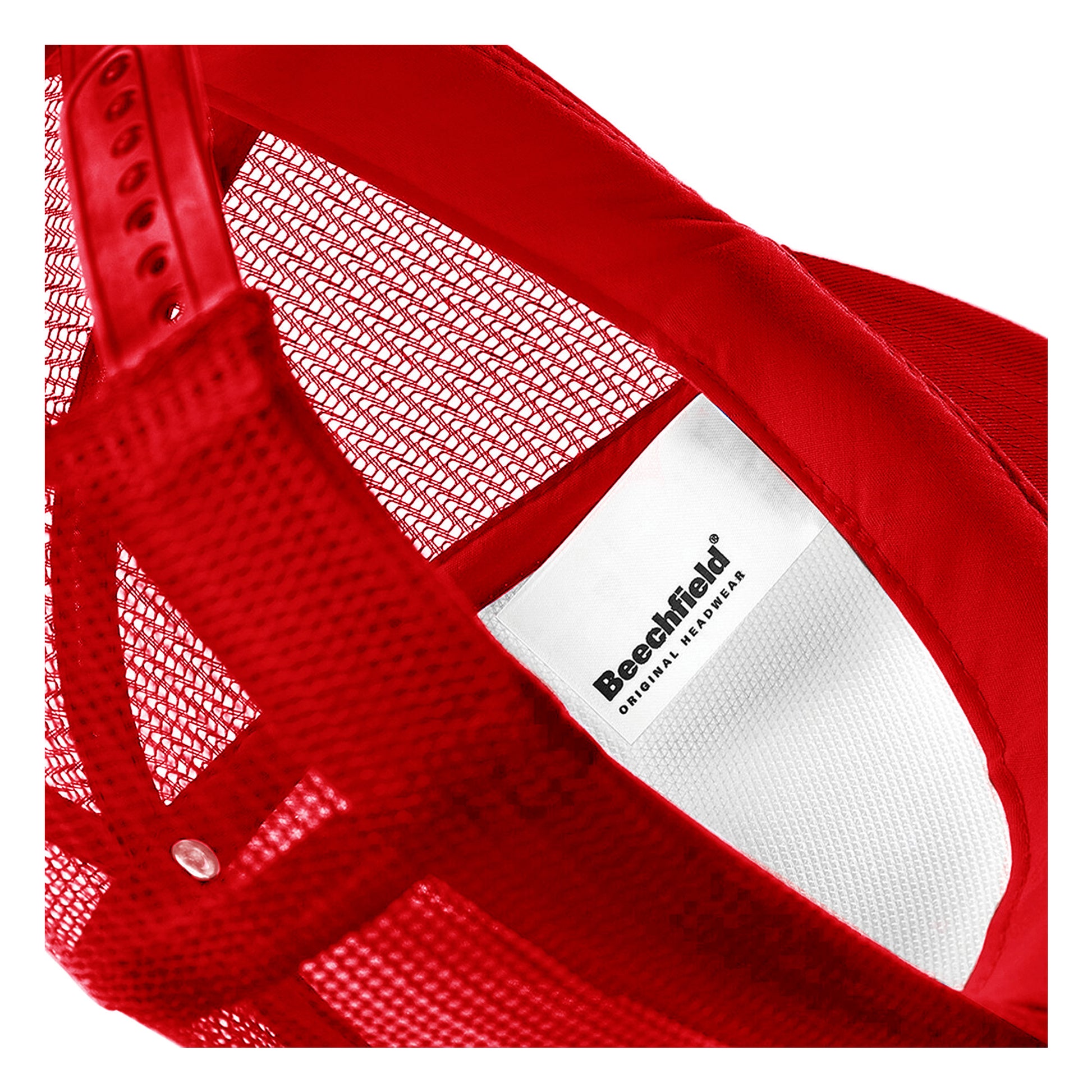 Classic Red-White - Side - Beechfield Junior Vintage Snapback Mesh Trucker Cap - Headwear