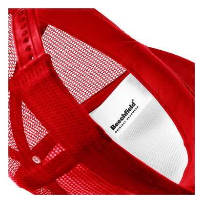 Classic Red-White - Side - Beechfield Junior Vintage Snapback Mesh Trucker Cap - Headwear