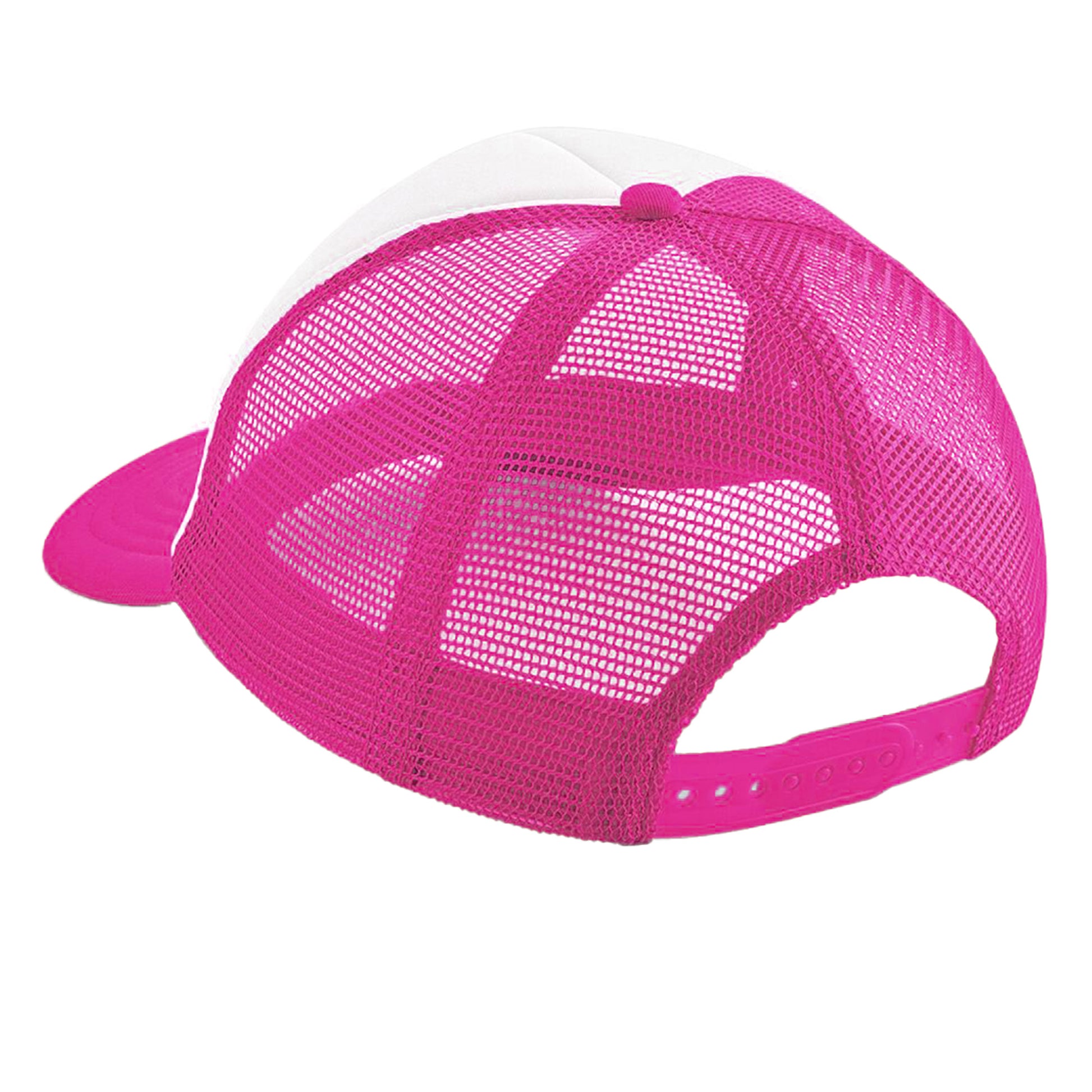 Fuchsia-White - Back - Beechfield Junior Vintage Snapback Mesh Trucker Cap - Headwear