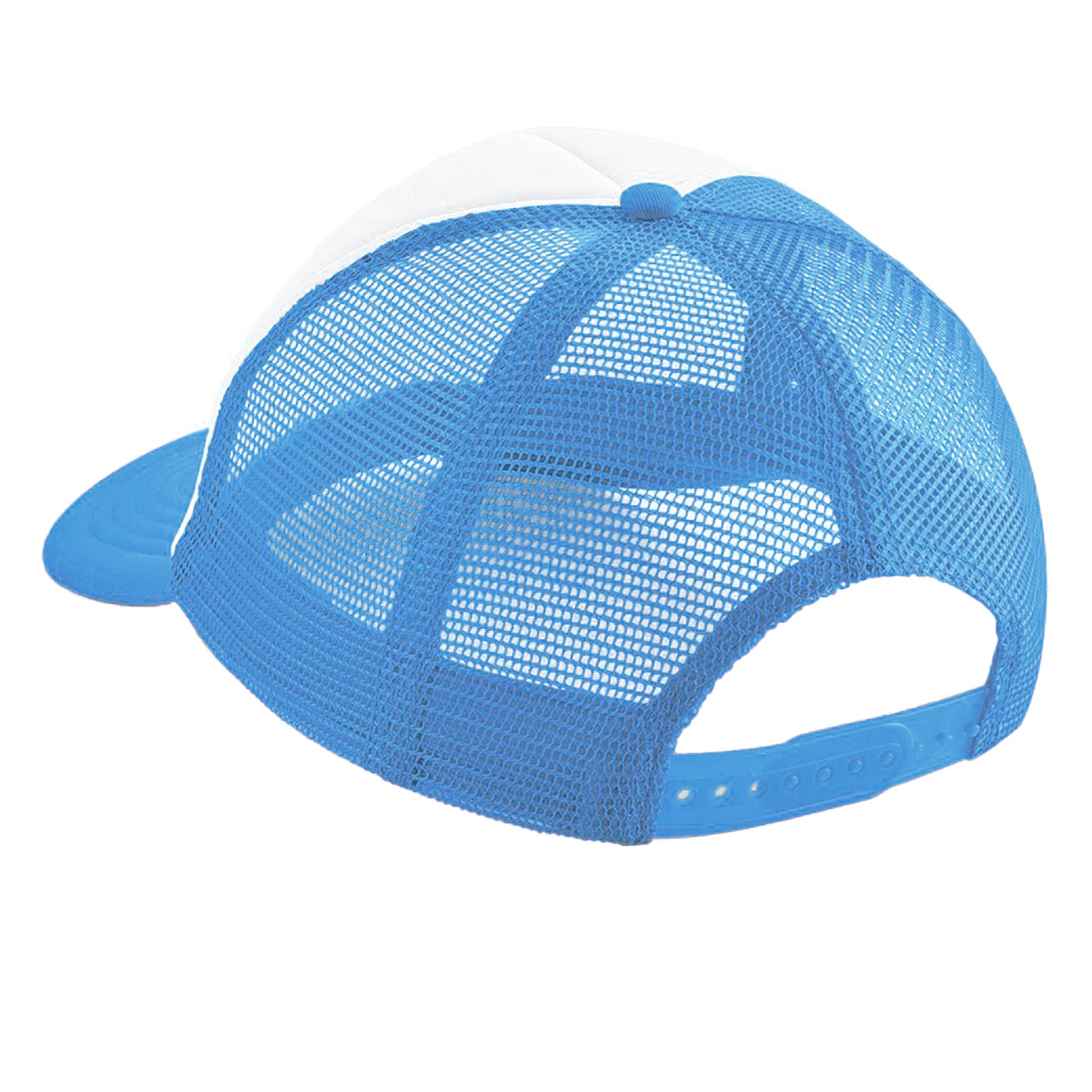 Sky Blue-White - Back - Beechfield Junior Vintage Snapback Mesh Trucker Cap - Headwear