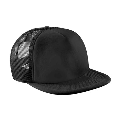 Black-Black - Front - Beechfield Junior Vintage Snapback Mesh Trucker Cap - Headwear